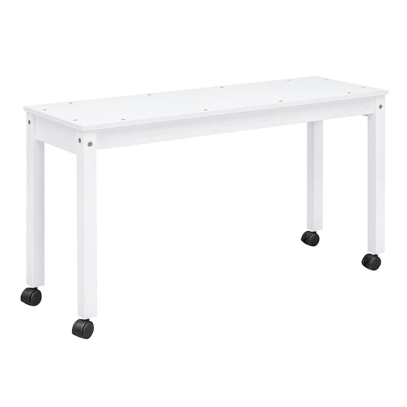 Wooden Loft Bed with Retractable Writing Desk, Lateral Portable Desk, Shelves and Drawers