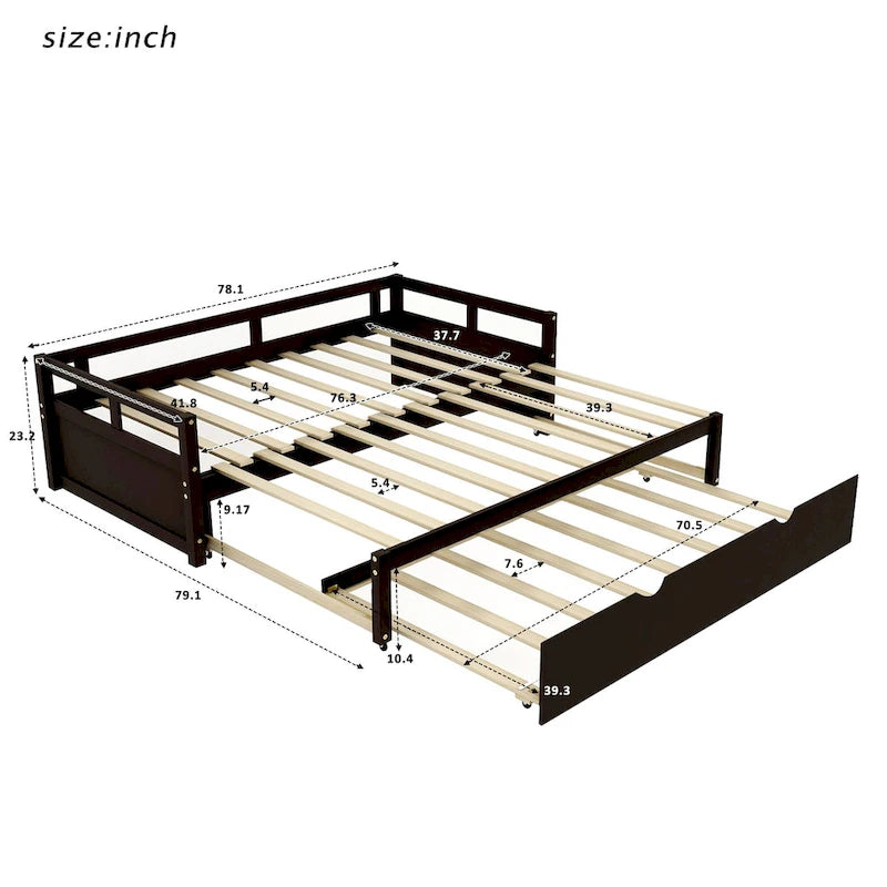 Black Twin Pine Daybed with Trundle