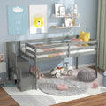Twin Size Pine Wood Loft bed with staircase and Fence for Kids, Boys and Girls