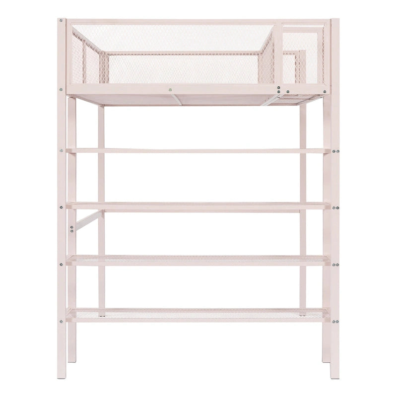 Twin Metal Loft Bed with Workstation