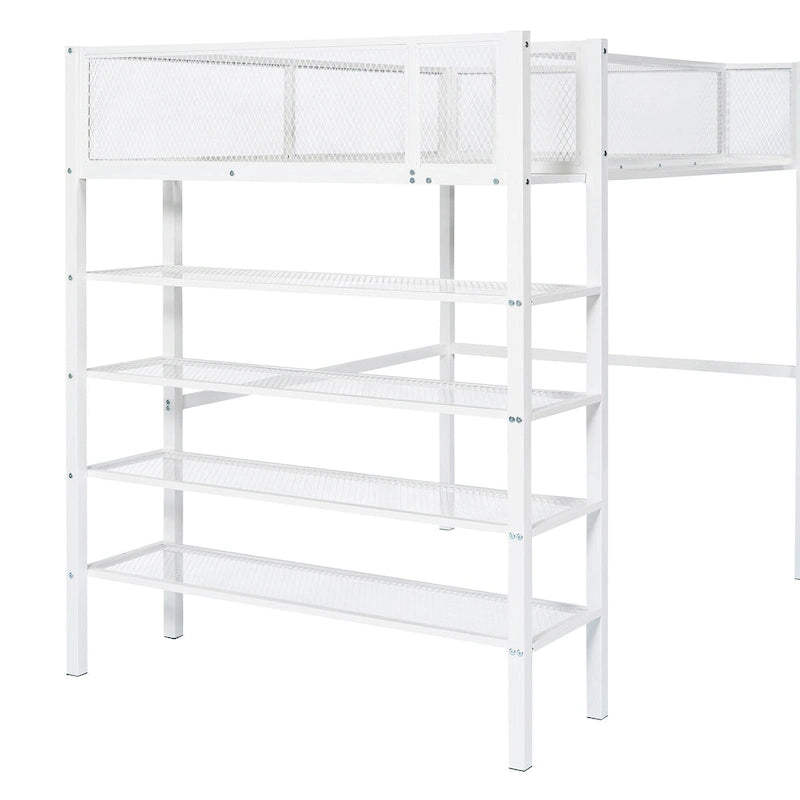 Twin Metal Loft Bed with Workstation