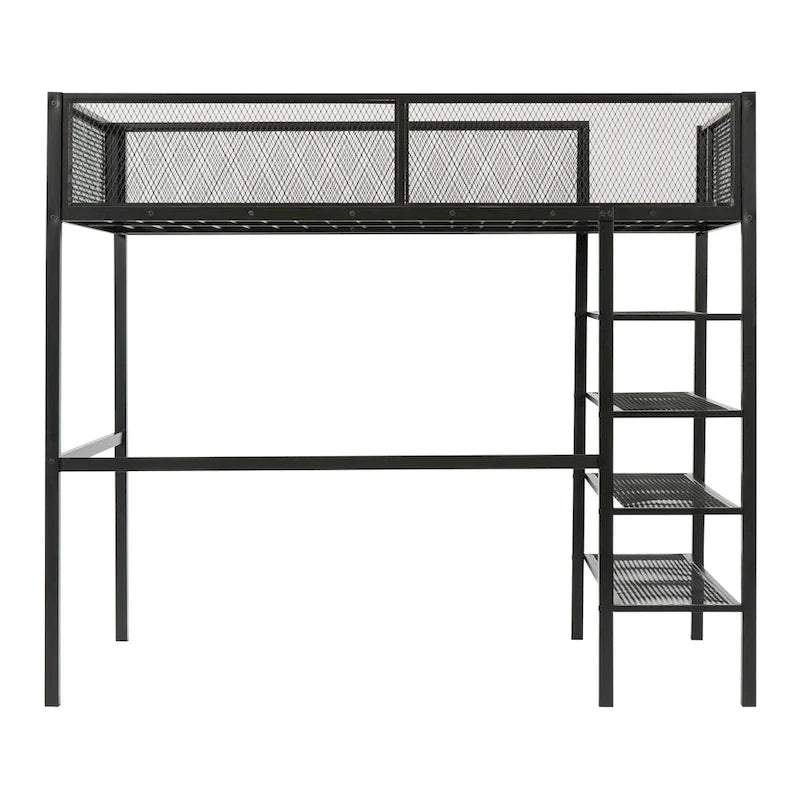 Twin Metal Loft Bed with Workstation