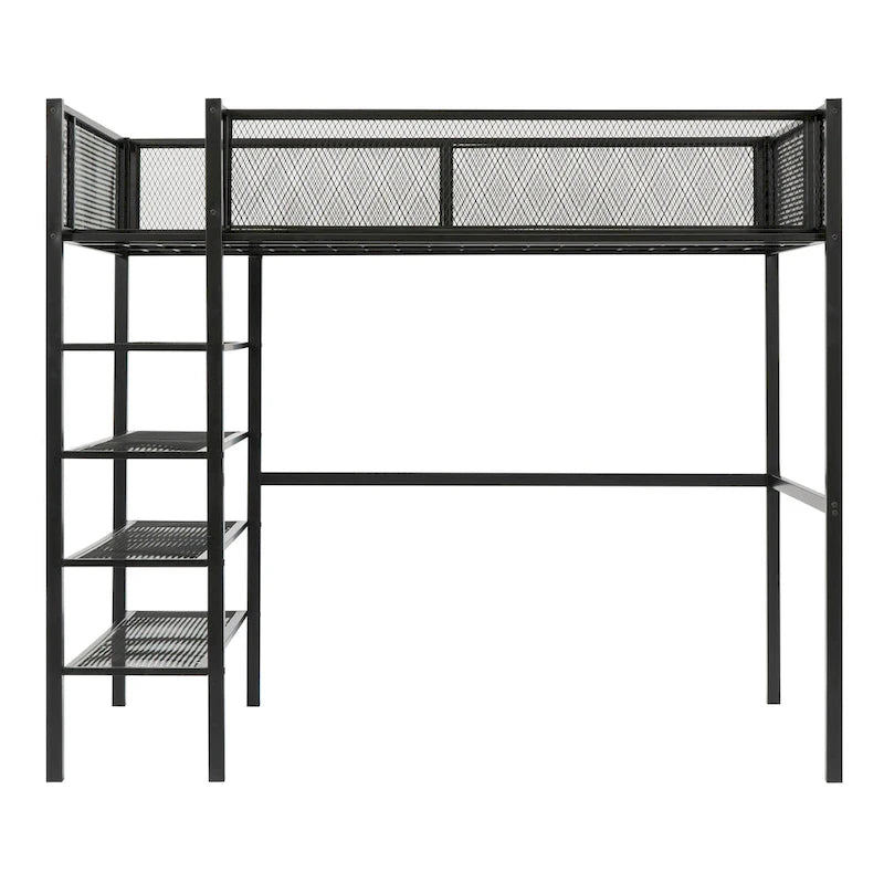 Twin Metal Loft Bed with Workstation