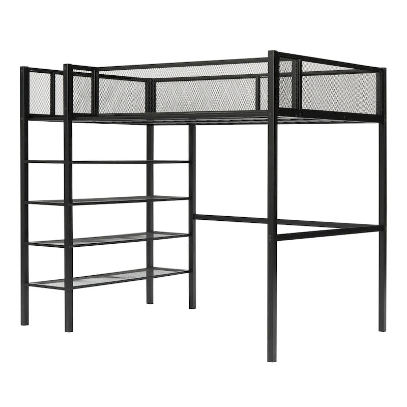 Twin Metal Loft Bed with Workstation