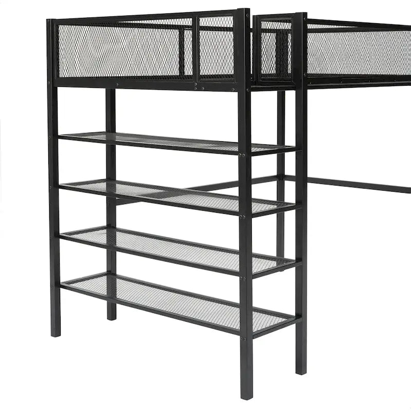 Twin Metal Loft Bed with Workstation