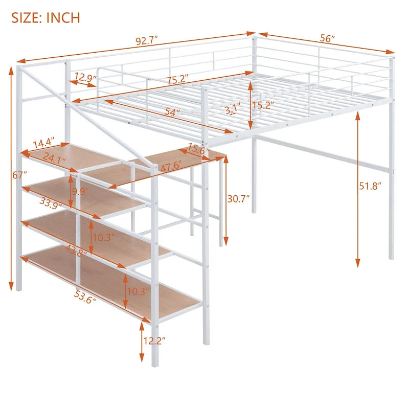 Contemporary Full Metal Loft Bed