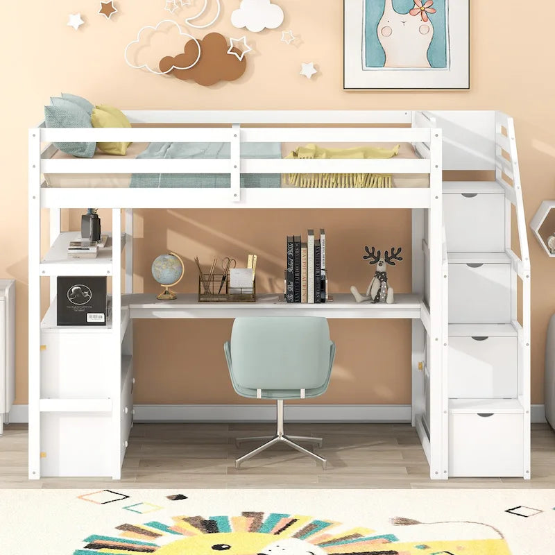 Twin Pine Loft Bed with Desk and Storage