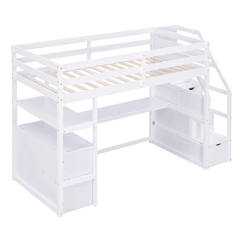 Twin Pine Loft Bed with Desk and Storage