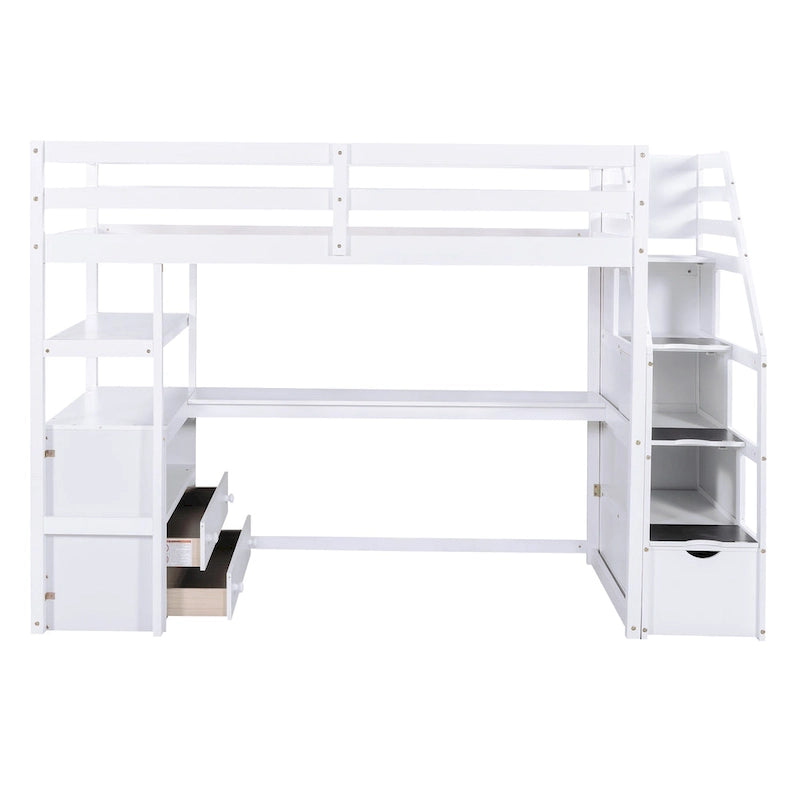 Twin Pine Loft Bed with Desk and Storage