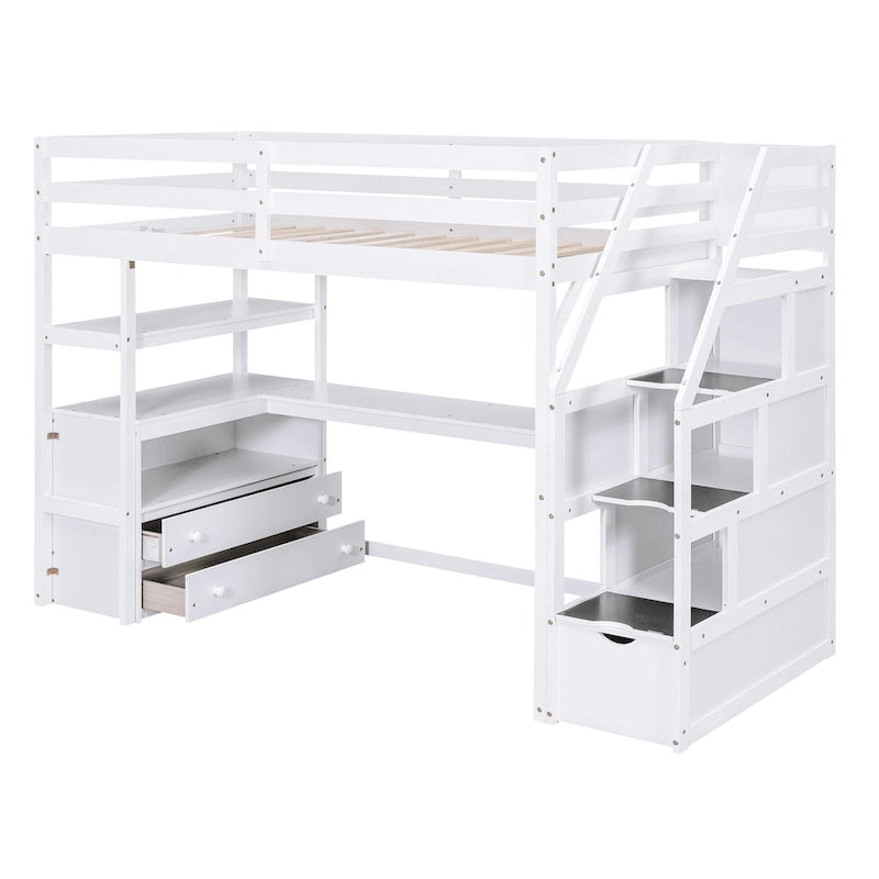 Twin Pine Loft Bed with Desk and Storage