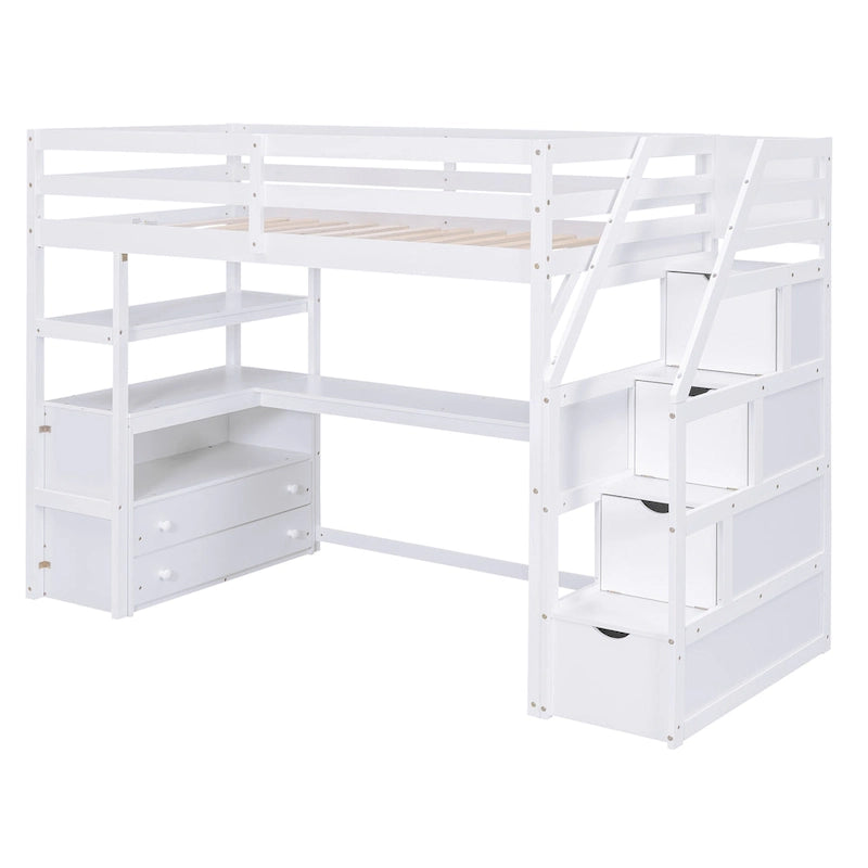 Twin Pine Loft Bed with Desk and Storage