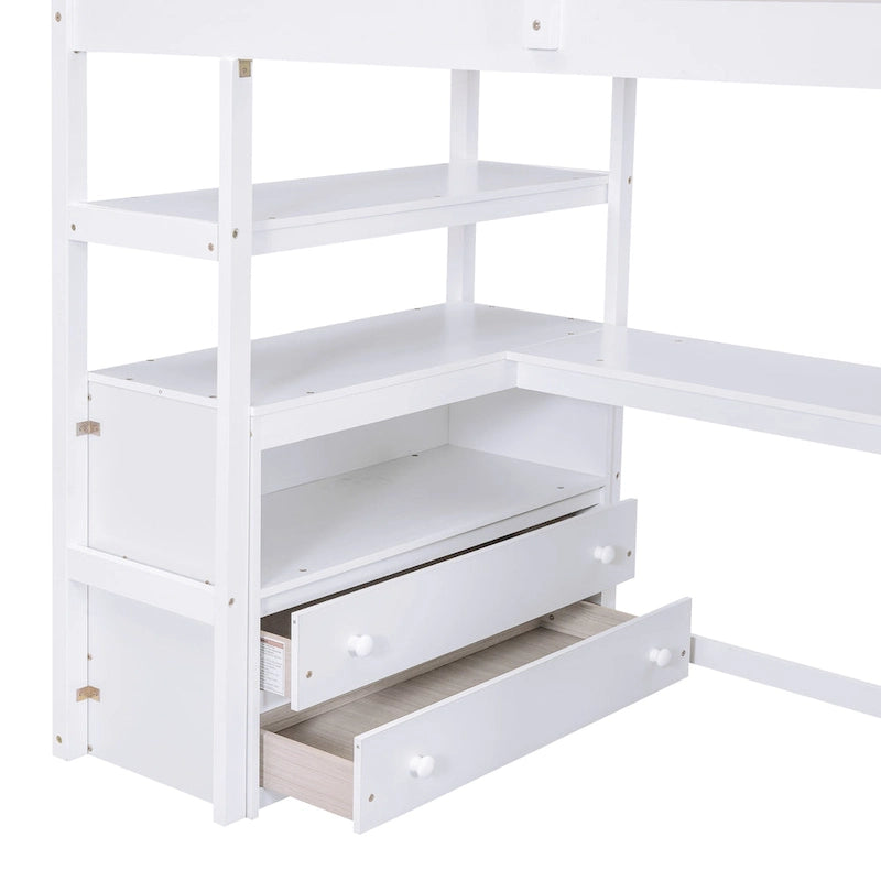 Twin Pine Loft Bed with Desk and Storage
