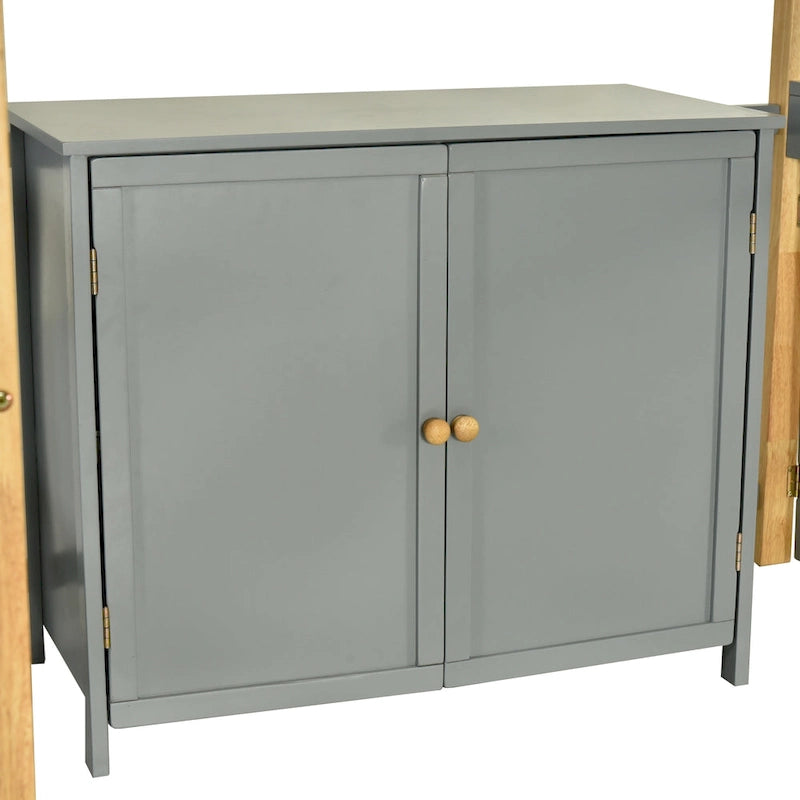 Gray Twin Size Solid Wood Loft Bed with Built-in Storage and Foldable Desk