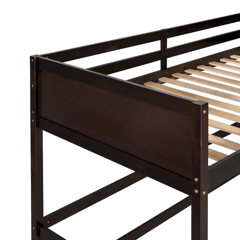 Twin Solid Wood Loft Bed with Ladder & Fence