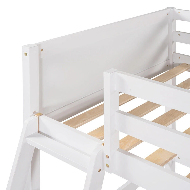 Twin Solid Wood Loft Bed with Ladder & Fence