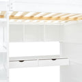 Solid Wood Loft Bed with Desk, Wardrobes, and Shelves