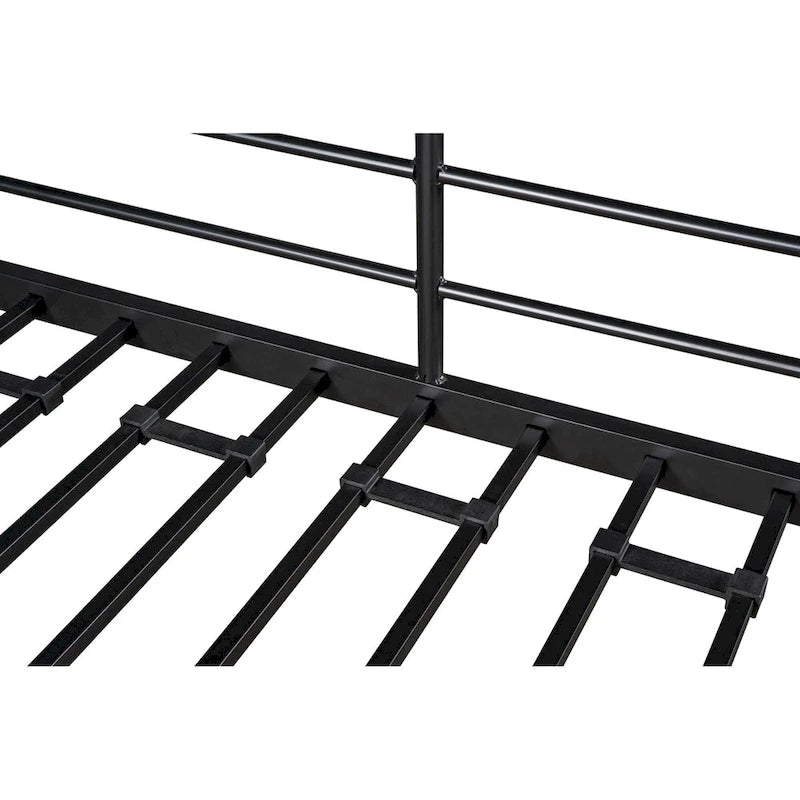 Twin Metal Loft Bed with Table & Shelves